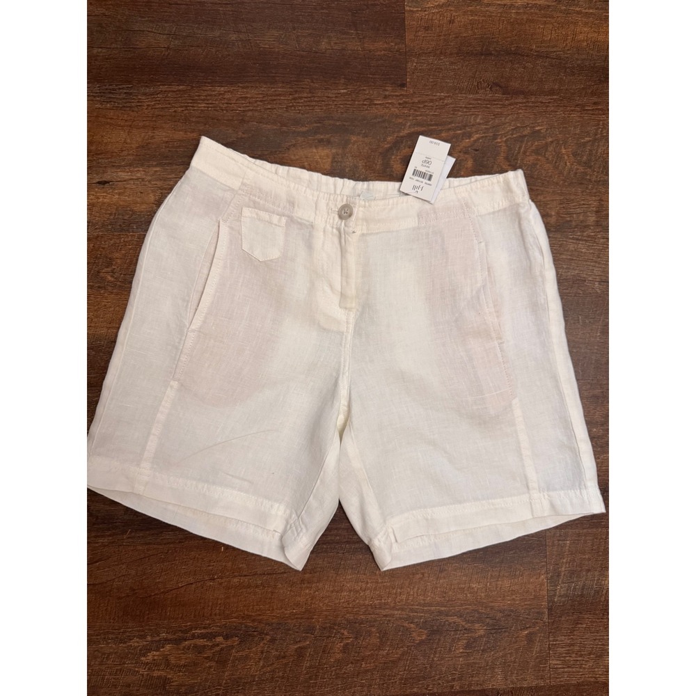 J.Jill Love Linen White Shorts Size 6 Petite NWT 100% Linen Pull On